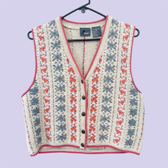 liz wear Jackets & Blazers - 90s vintage Liz wear embroidered sweater vest